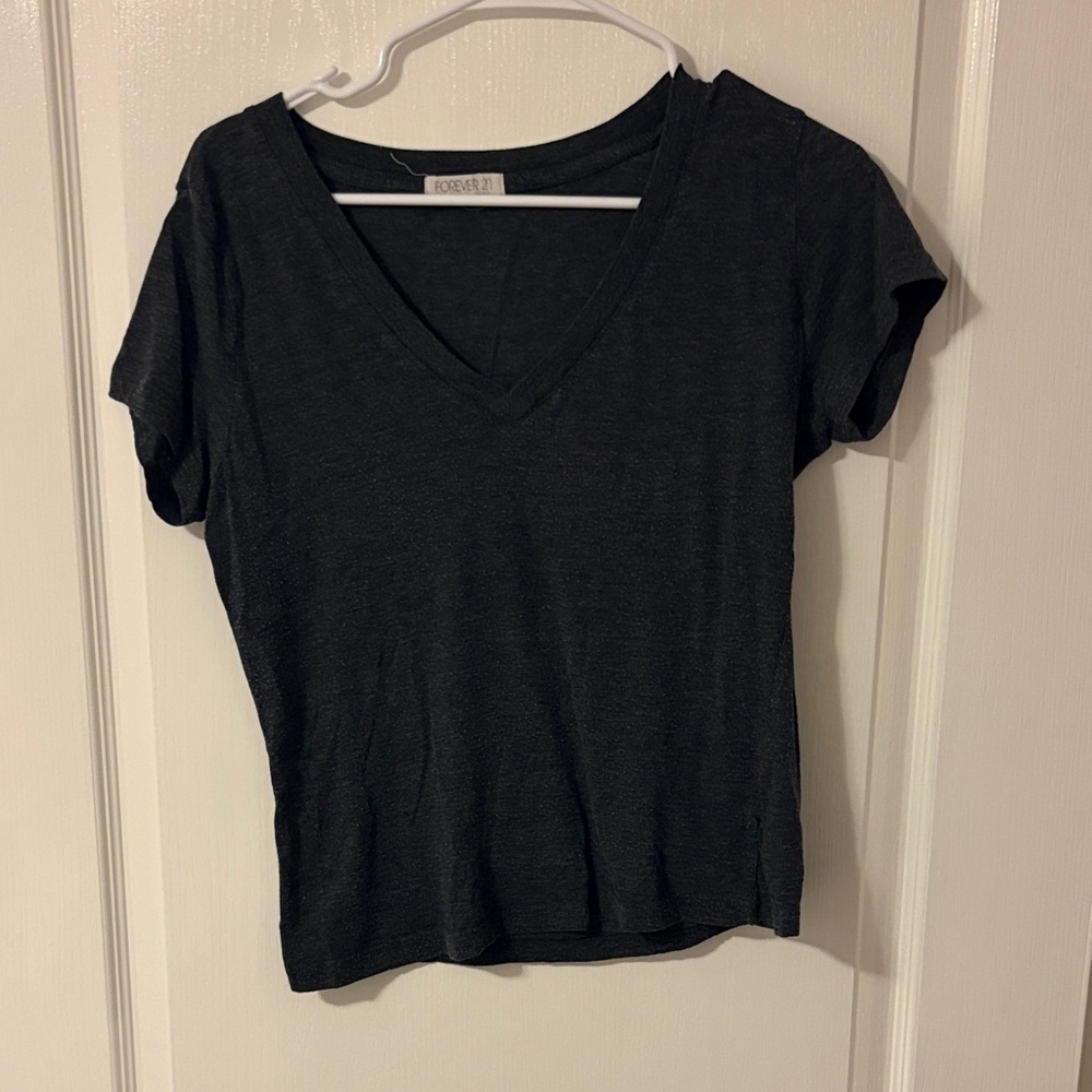 Forever 21 Dark Gray V-Neck Tee